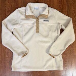 Women’s Pullover Shirt by Columbia - Cream w/ Tan - Size Small - Long Sleeve